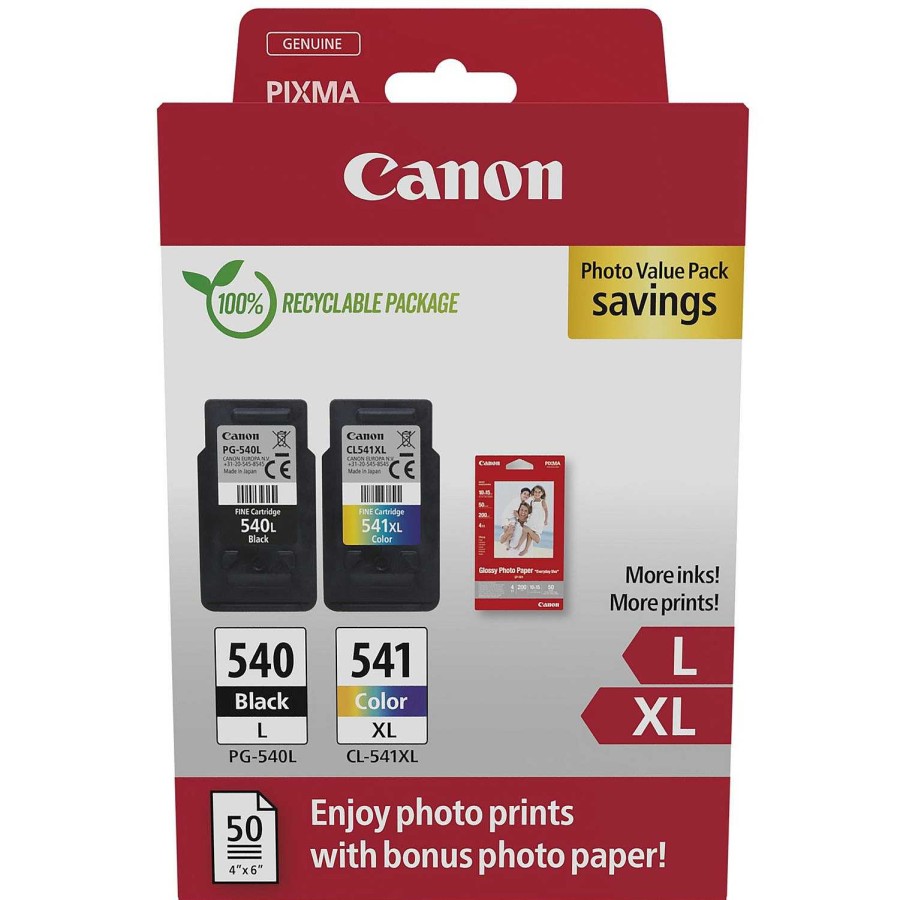 Canon Confezione Convenienza Cartucce Di Inchiostro A Resa Elevata Canon Pg-540L Nero/Cl-541Xl A Colori + Carta Fotografica D'Inchiostro