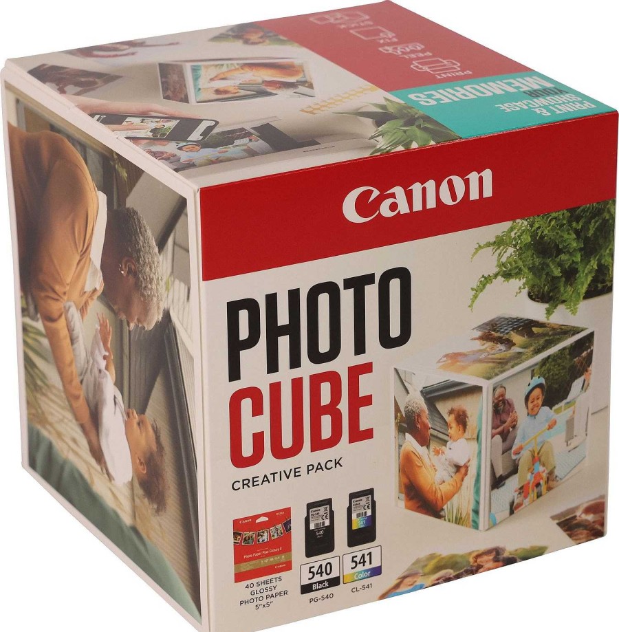 Canon Canon Photo Cube Con Cartucce D'Inchiostro Pg-540 + Cl-541 E Carta Fotografica Lucida Plus Glossy Ii Pp-201 5X5" (40 Fogli) - Confezione Multipla, Blu D'Inchiostro