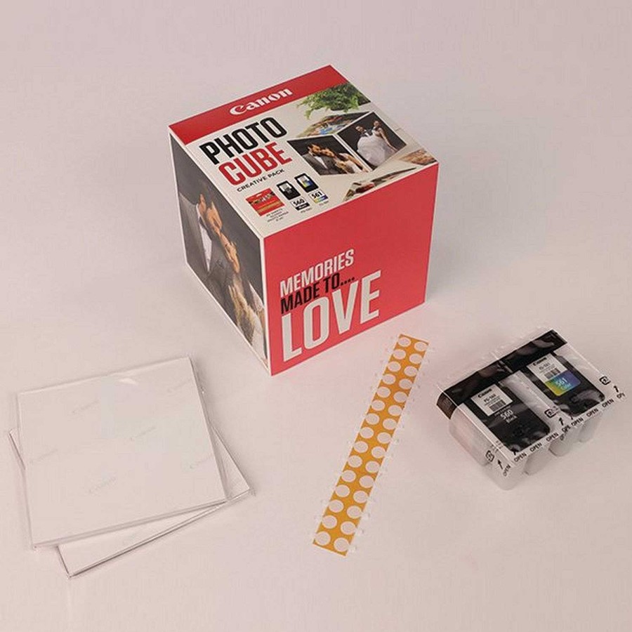 Canon Canon Photo Cube Con Cartucce D'Inchiostro Pg-560 + Cl-561 E Carta Fotografica Lucida Plus Glossy Ii Pp-201 5X5" (40 Fogli) - Confezione Multipla, Rosa D'Inchiostro