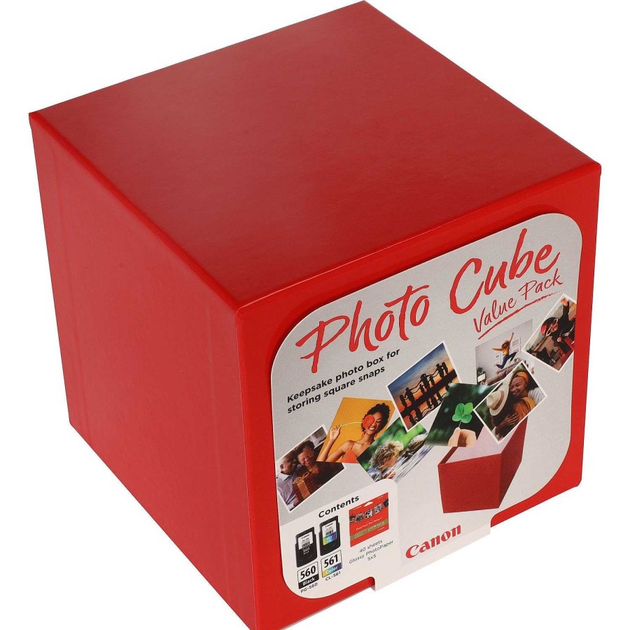 Canon Canon Photo Cube Con Cartucce D'Inchiostro Pg-560 + Cl-561 + Carta Fotografica Lucida Plus Glossy Ii Pp-201 5X5" (40 Fogli) - Confezione Multipla D'Inchiostro